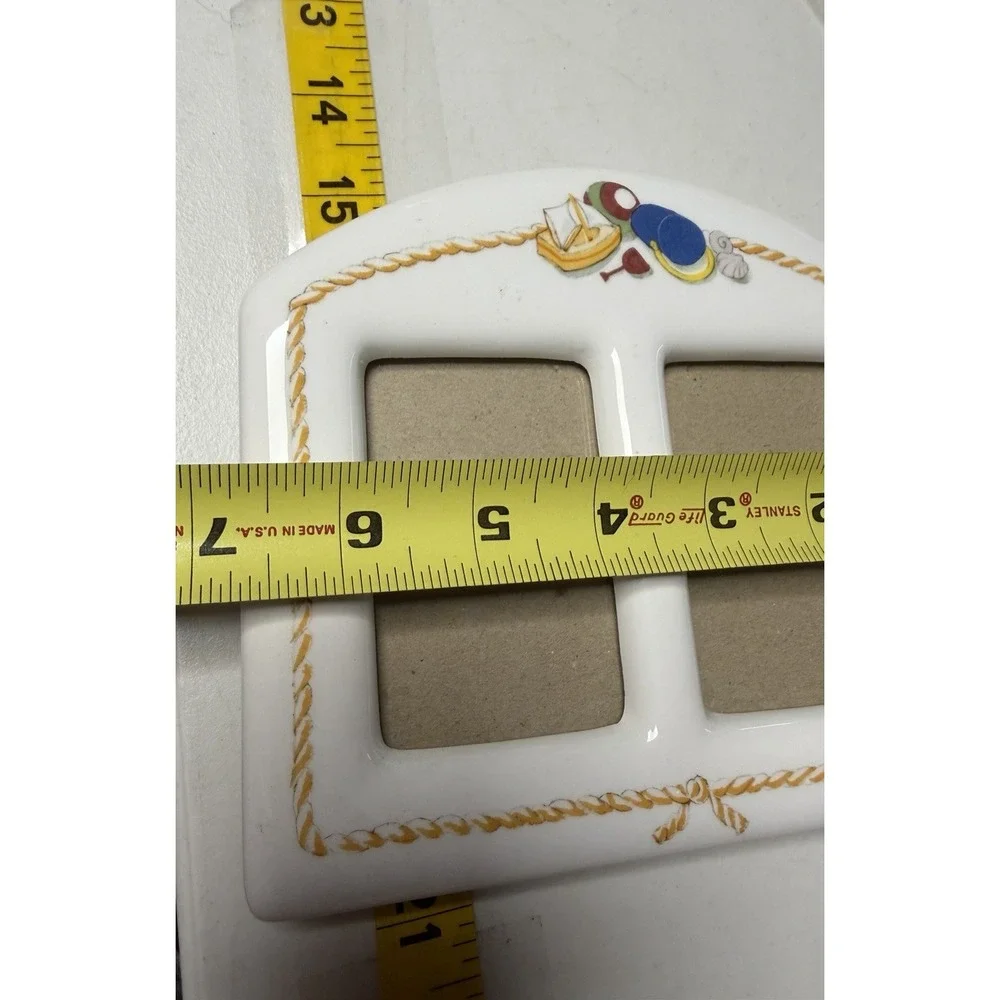 Vintage 1990s glazed ceramic nautical Beach 3 picture frame Philip Whitney
